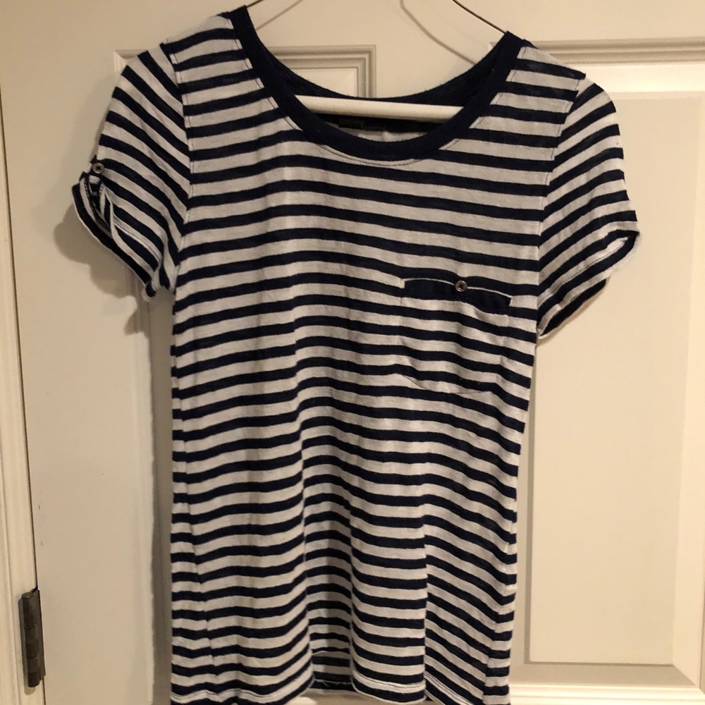 navy and white striped t-shirt